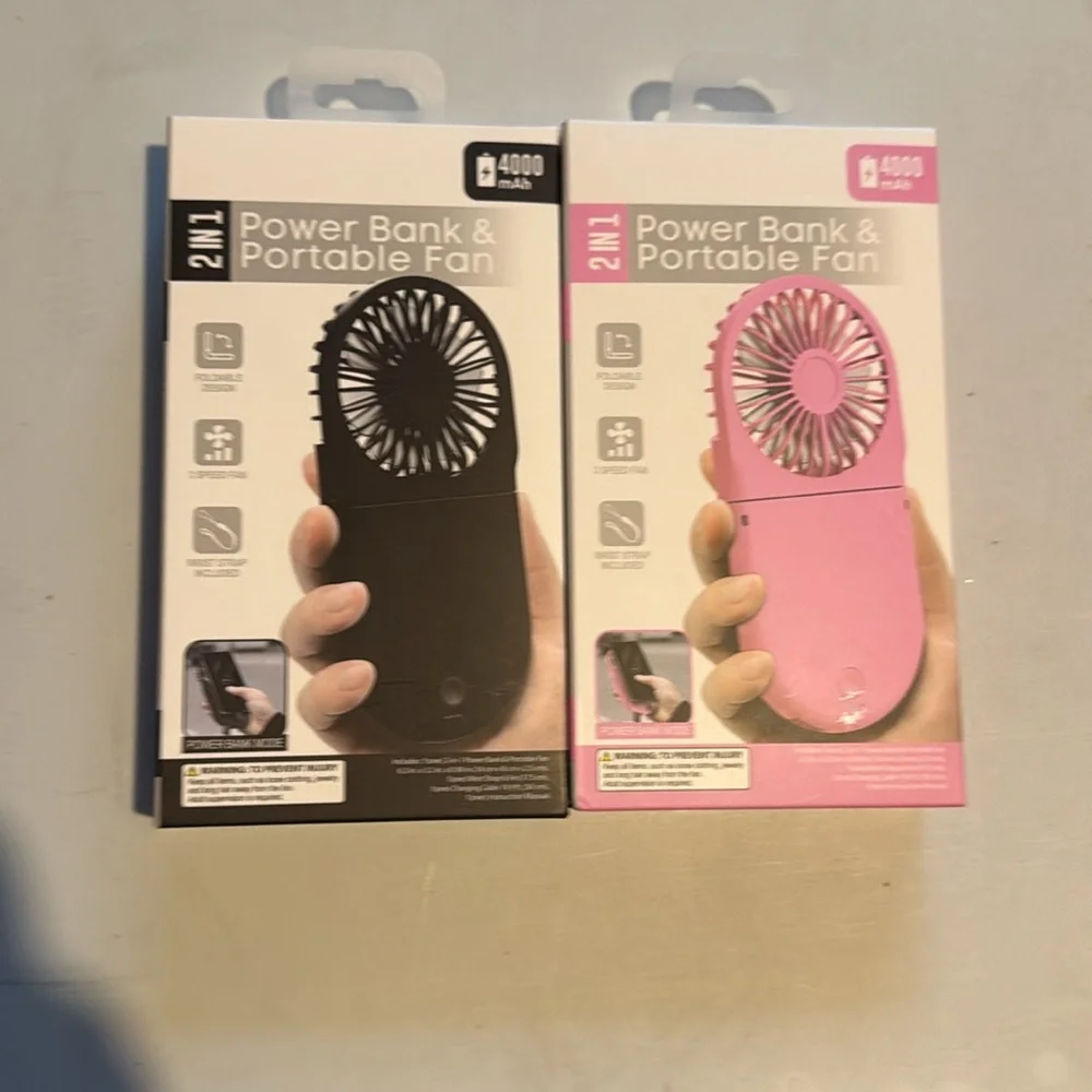 Pink 2-in-1 Power Bank & Portable Fan New In Package